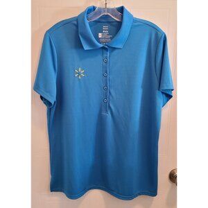 Walmart Women's Blue Short Sleeve Employee Uniform Polo Shirt Yellow Logo‎ Sz XL